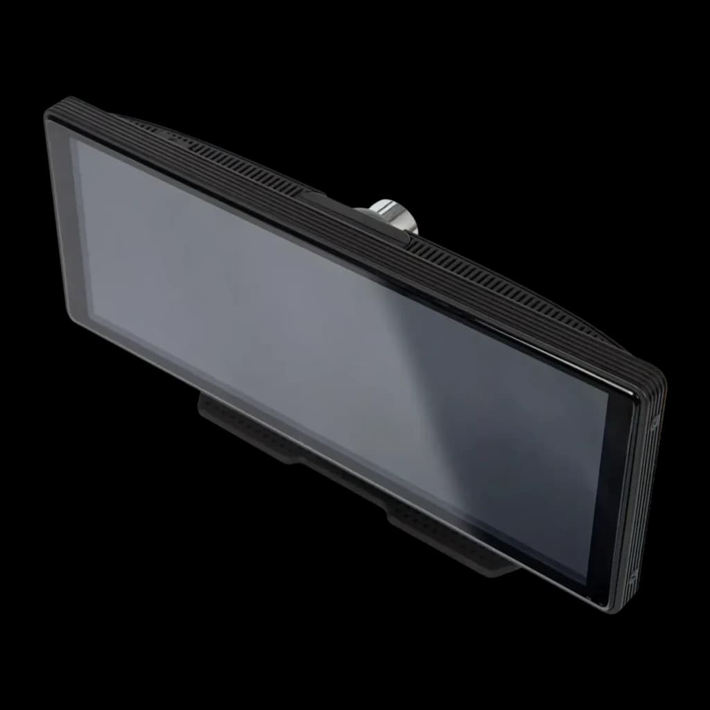 Ecrã para carro Blow 78-430 CarPlay sem fios com gravador de vídeo e câmara traseira, detalhe: vista em ângulo com moldura