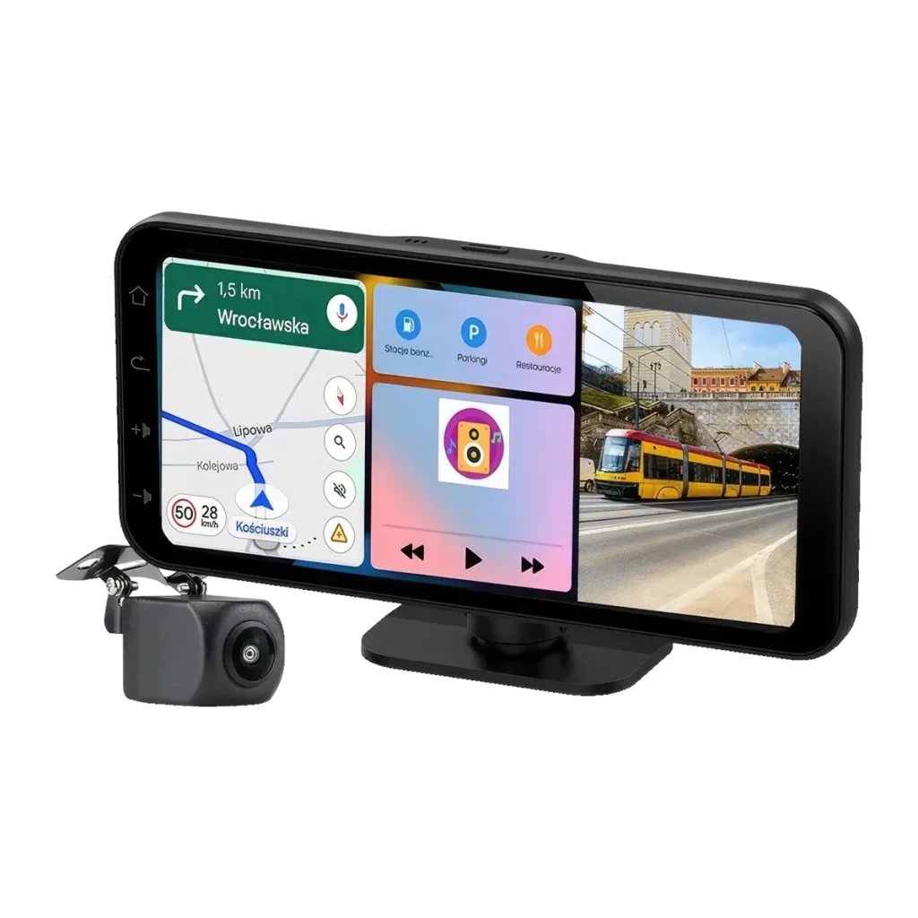 Pantalla Coche Tracer CR-PLAY CarPlay Android Auto 6,2 pulgadas Táctil, vista frontal: pantalla encendida con navegación