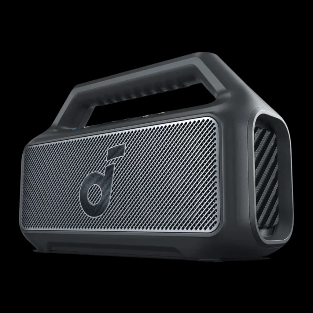 Altavoz portátil Anker Soundcore Boom 2 SE IPX7 30W 18h Negro, vista frontal: rejilla metálica, logo Soundcore y asa