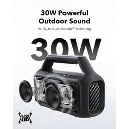 Altavoz portátil Anker Soundcore Boom 2 SE IPX7 30W 18h Negro, vista frontal: drivers y woofer laterales visibles