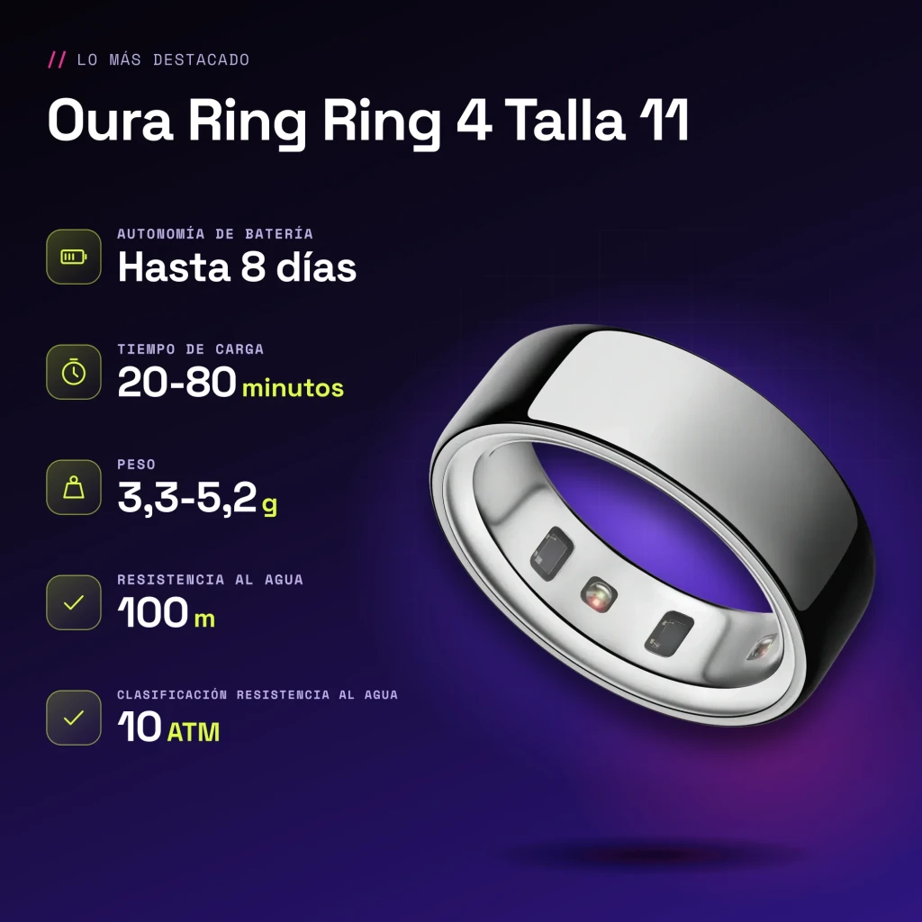 Oura Ring 4 – Anel Inteligente, Tamanho 11, Prata - características