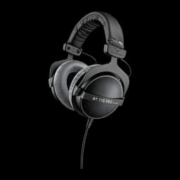 Casque Beyerdynamic DT 770 Pro 250 Ω Arceau Circumaural Câble Jack 3,5 mm Noir, vue de face: coussinets circumauraux, arceau