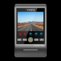 Dashcam VIOFO A229 Plus 1CH avec GPS 2K 1440p WiFi Double Bande, détail: écran avant avec image de route, indicateurs LED