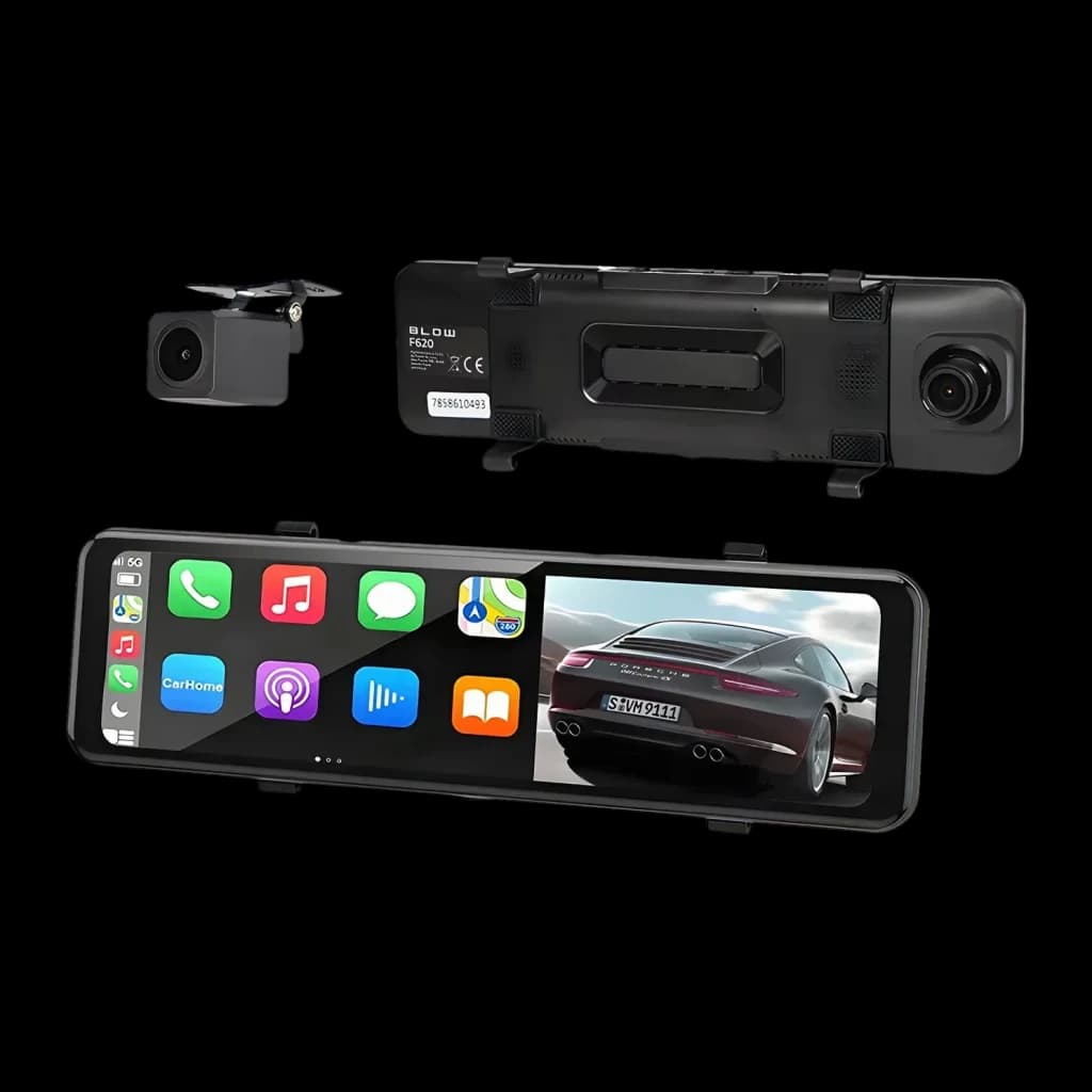 Ecrã para Carro BLOW BlackBox DVR F620 Preto CarPlay Android Auto 10,88 polegadas Táctil, detalhe: ecrã com CarPlay, verso