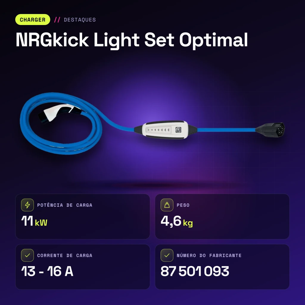 Carregador Portátil NRGkick Light Set Optimal Branco 11kW Tipo 2 5m - características