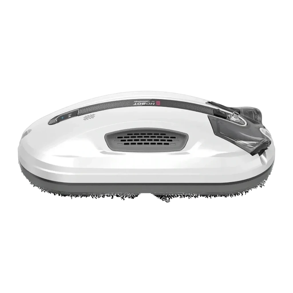 Robot limpiacristales HOBOT R3 Blanco Pulverización Ultrasónica 90W, detalle lateral: carcasa blanca brillante, rejilla