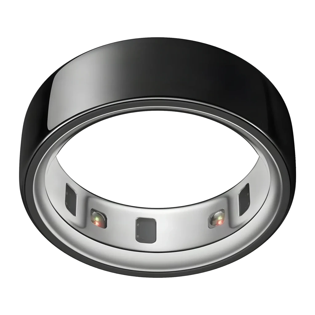 Oura Ring 4 Noir Température Corporelle Fréquence Cardiaque SpO2 Batterie 8 Jours, détail: intérieur argenté avec capteurs