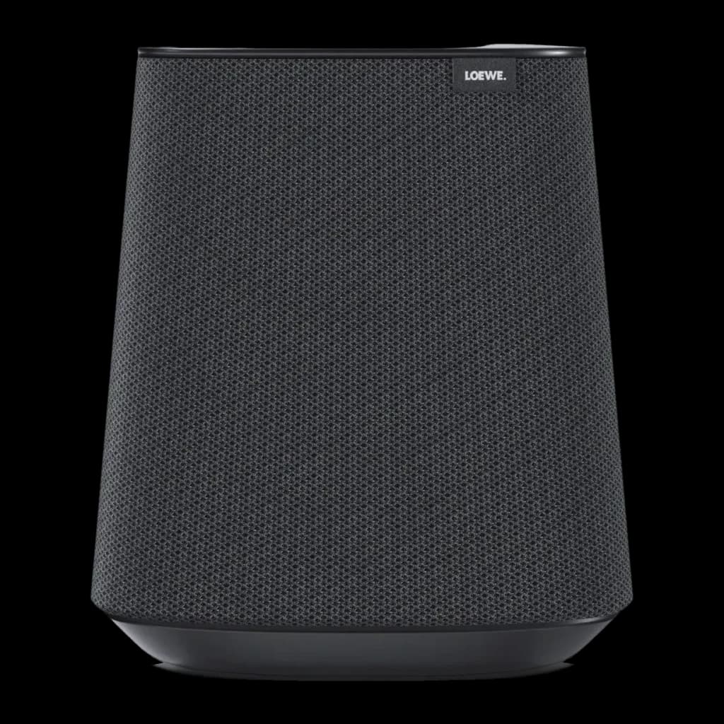 Altavoz Multiroom Loewe Klang MR1 30W WiFi Doble Banda, Bluetooth Gris, vista frontal: rejilla textil gris y logo Loewe