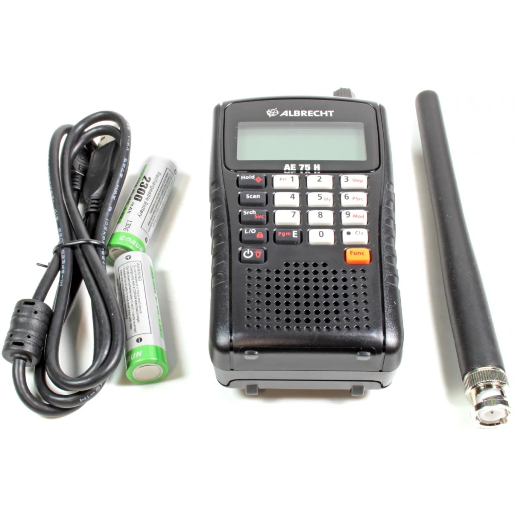 Escáner de frecuencias Albrecht AE 75H 27075 NiMH 2300mAh Negro, contenido: escáner frontal con teclado, antena, 2 pilas