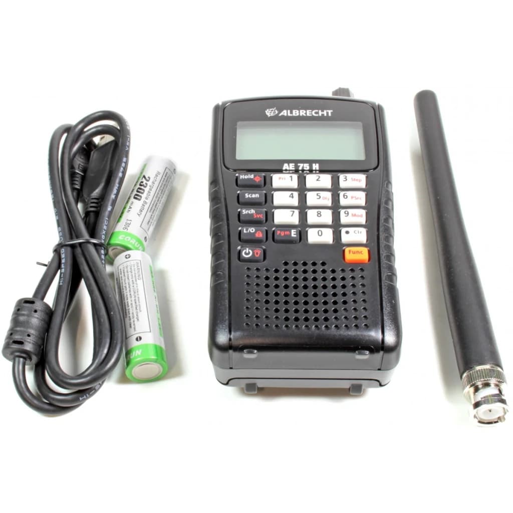 Escáner de frecuencias Albrecht AE 75H 27075 NiMH 2300mAh Negro, contenido: escáner frontal con teclado, antena, 2 pilas