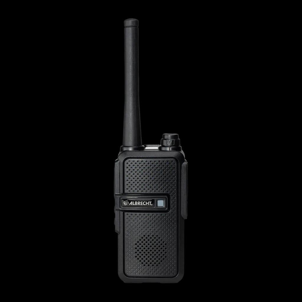Escáner de frecuencias Albrecht AE 75H 27075 NiMH 2300mAh Negro, vista frontal: antena, rejilla altavoz y logo Albrecht