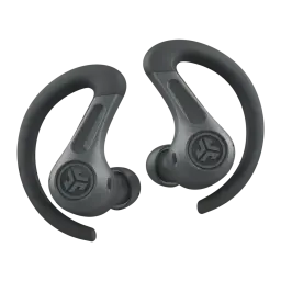 Auriculares JLab Audio JBuds Sport ANC TWS Cancelación de Ruido Híbrida, detalle: par de auriculares grises con ganchos