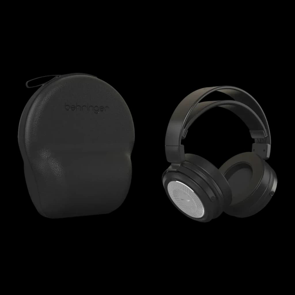 Casque Behringer Alpha Arceau Over-Ear Jack 3,5 mm + adaptateur 6,3 mm, détail: étui rigide avec logo et casque noir