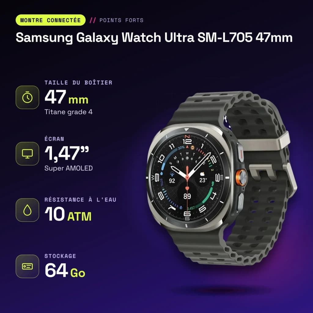 Samsung Galaxy Watch Ultra SM-L705 47mm Prata Titânio Tensão Arterial ECG - características