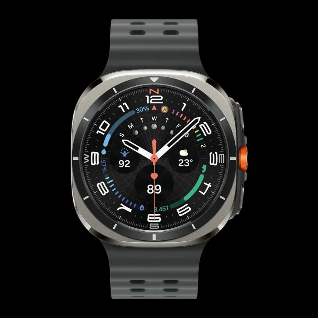 Samsung Galaxy Watch Ultra SM-L705 47mm Prata Titânio Tensão Arterial ECG, detalhe: mostrador com complicações de saúde