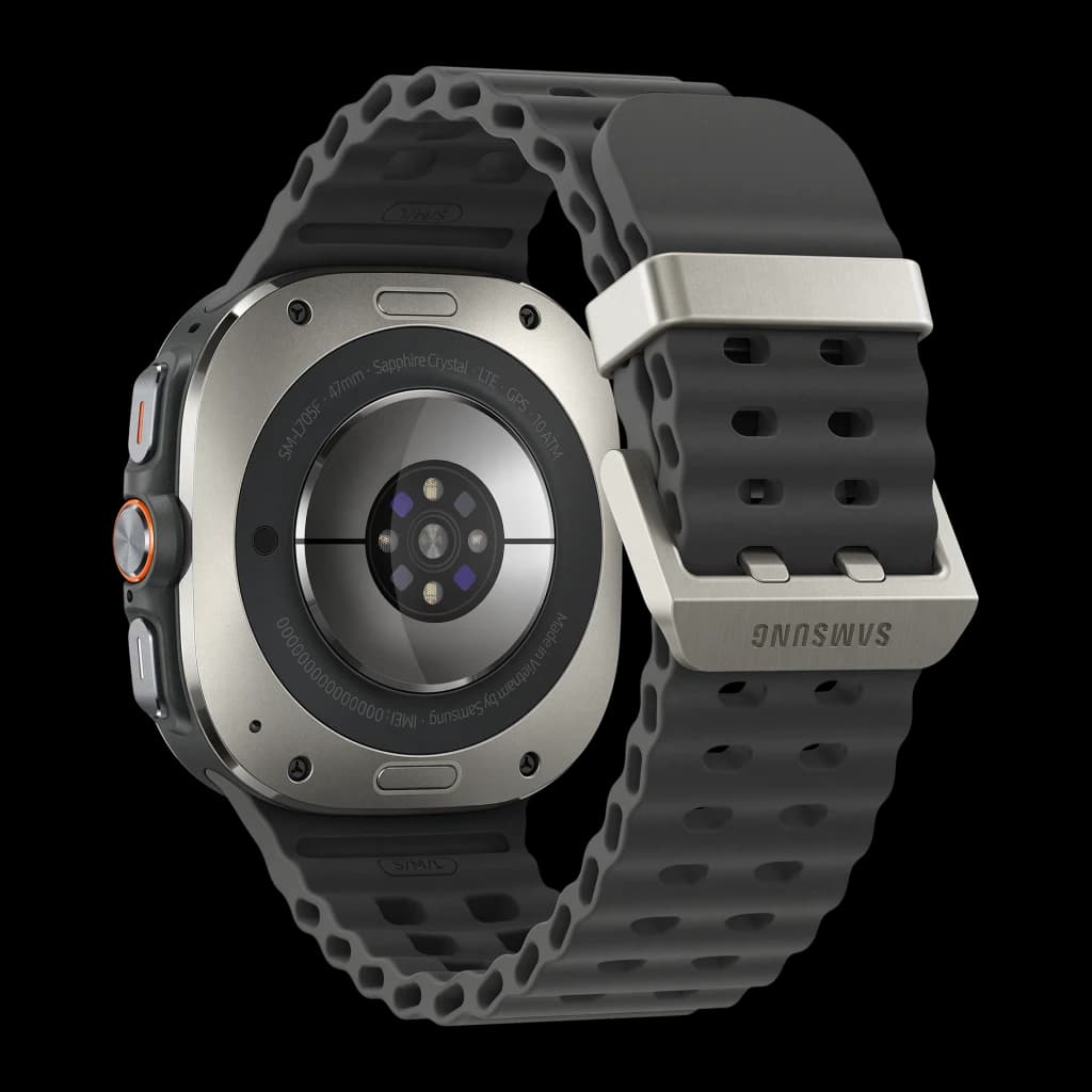 Samsung Galaxy Watch Ultra SM-L705 47mm Prata Titânio Tensão Arterial ECG, vista traseira: sensor de saúde circular