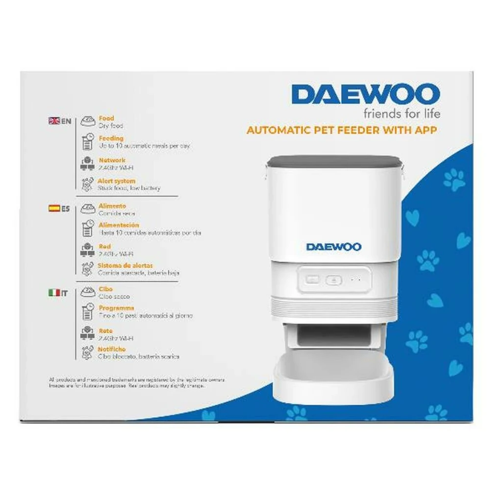 Distributeur Automatique Daewoo 4L Gris/Blanc Tuya D-PF13, contenu de la boîte: dos de boîte avec caractéristiques et visuel