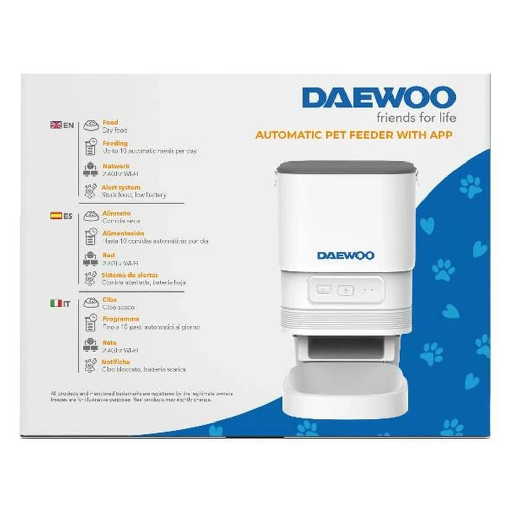 Distributeur Automatique Daewoo 4L Gris/Blanc Tuya D-PF13, contenu de la boîte: dos de boîte avec caractéristiques et visuel