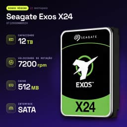 Disco rígido Seagate Exos X24 12TB 3.5 polegadas SATA 7200RPM Preto ST12000NM002H - características