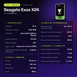 Disco rígido Seagate Exos X24 12TB 3.5 polegadas SATA 7200RPM Preto ST12000NM002H - características