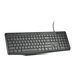 Teclado NGS Spectra Negro USB Español, vista en ángulo: teclado completo con cable USB y teclas de función amarillas