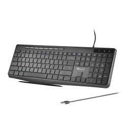 Teclado NGS Spectra Negro USB Español, vista en perspectiva: cable USB separado y teclas numéricas con indicadores LED verdes