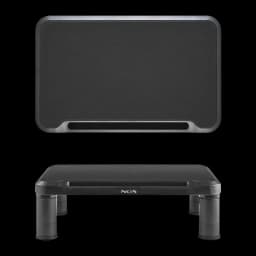 Suporte de Monitor NGS Screen Stand Preto Secretária Independente, vista superior e inferior: plataforma antiderrapante