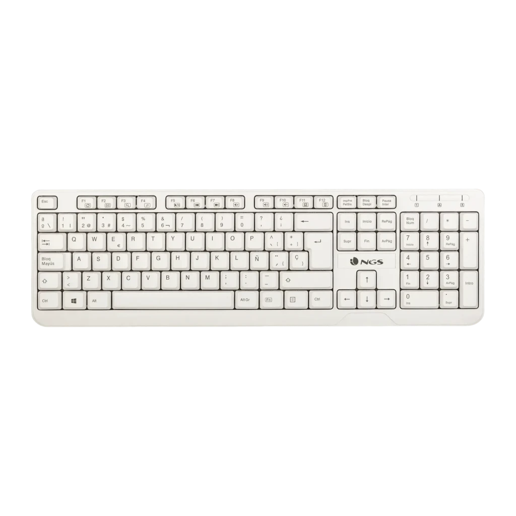 Teclado NGS Spike con cable USB en color blanco formato completo español para ordenador