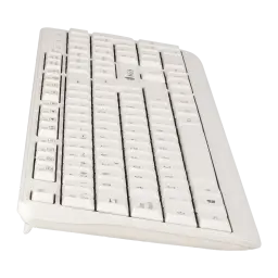 Teclado NGS Spike Branco USB Espanhol, vista lateral em perspectiva: teclas brancas com logo NGS e pés de inclinação visíveis