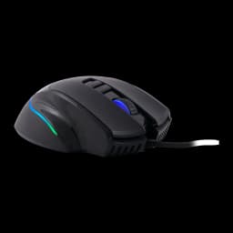 Ratón Gaming Deep Gaming Pro-Swap 5000 DPI RGB Negro, vista lateral: iluminación RGB azul y verde en falda y scroll