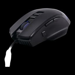 Ratón Gaming Deep Gaming Pro-Swap 5000 DPI RGB Negro, vista lateral: rueda con luz azul, botones laterales y cable trenzado