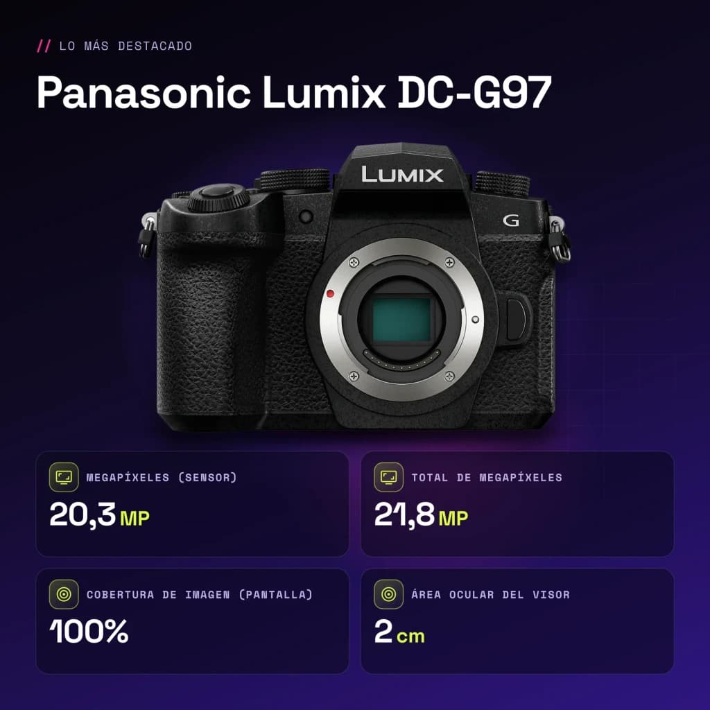 Appareil photo sans miroir Panasonic Lumix DC-G97 Noir CMOS Micro 4/3 4K 20,3MP - caractéristiques
