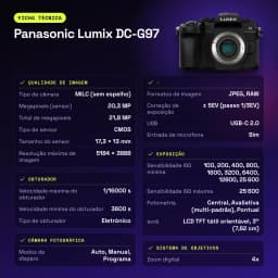 Appareil photo sans miroir Panasonic Lumix DC-G97 Noir CMOS Micro 4/3 4K 20,3MP - caractéristiques