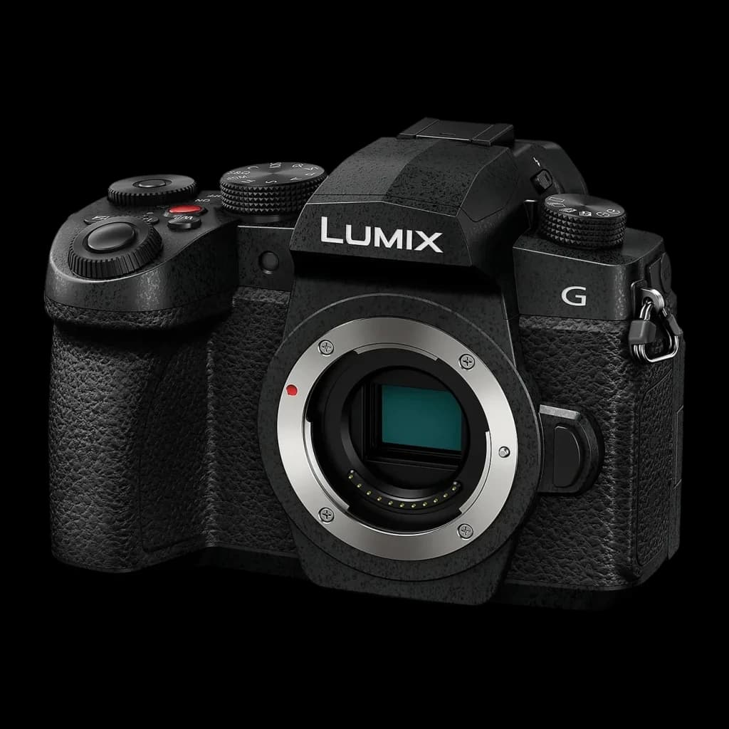 Appareil photo sans miroir Panasonic Lumix DC-G97 Noir CMOS Micro 4/3 4K 20,3MP, vue avant 3/4: boîtier nu avec monture