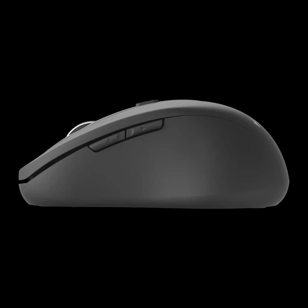 Rato Gembird Preto Bluetooth Ergonómico MUSWB-6B-01, vista lateral: dois botões laterais e perfil ergonómico arredondado