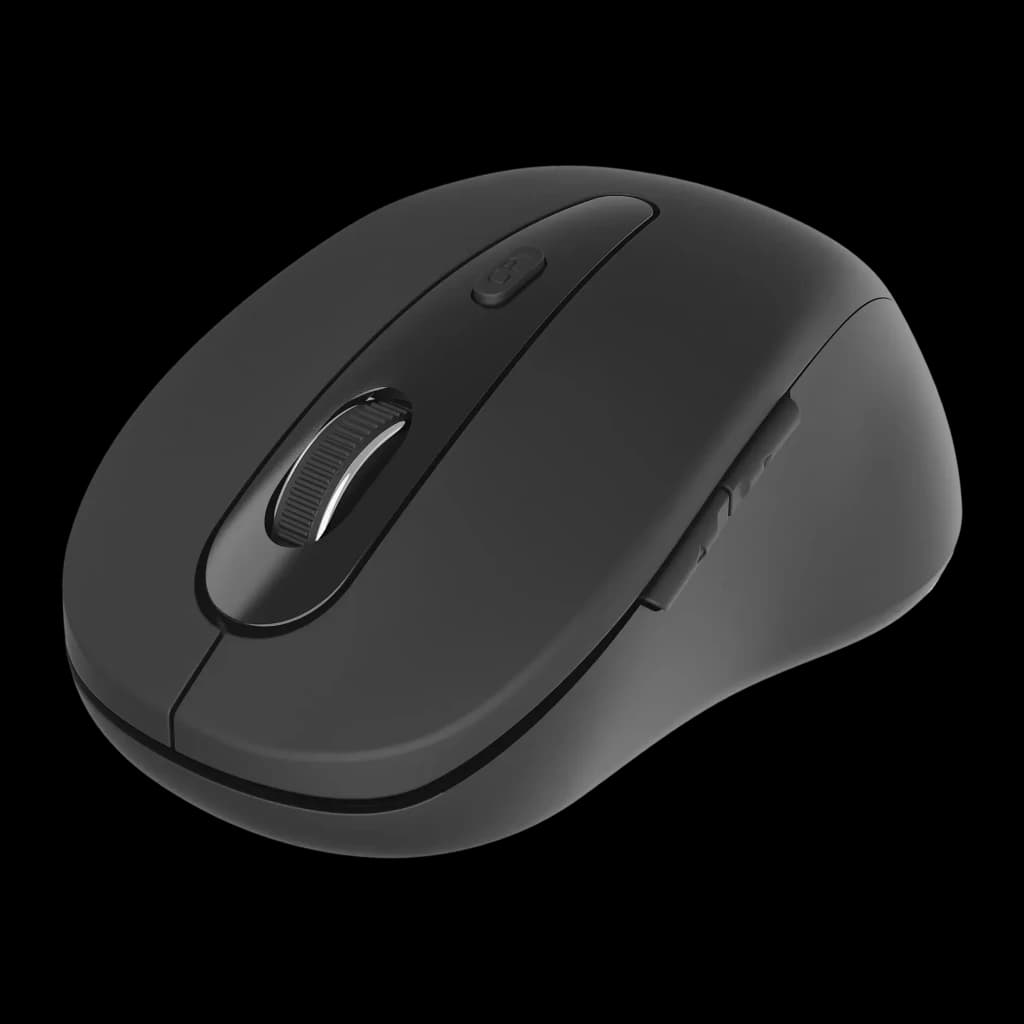 Rato Gembird Preto Bluetooth Ergonómico MUSWB-6B-01, vista lateral: perfil ergonómico, roda de scroll e botões laterais