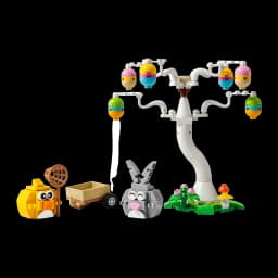 Set LEGO Icons Conejo de Pascua y Búsqueda de Huevos 40808 140 piezas A partir de 8 años, vista lateral: árbol blanco