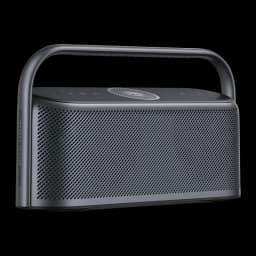 Altavoz portátil Anker Soundcore Motion X600 IPX7 50W 12h Gris, vista lateral: asa integrada, rejilla frontal perforada