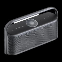Altavoz portátil Anker Soundcore Motion X600 IPX7 50W 12h Gris, vista superior en ángulo: asa, panel táctil y rejilla frontal