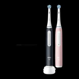 Brosse à dents électrique Oral-B iO Series 3 Pack Duo Sonique Batterie lithium Noir Mat/Rose, vue de face: deux brosses