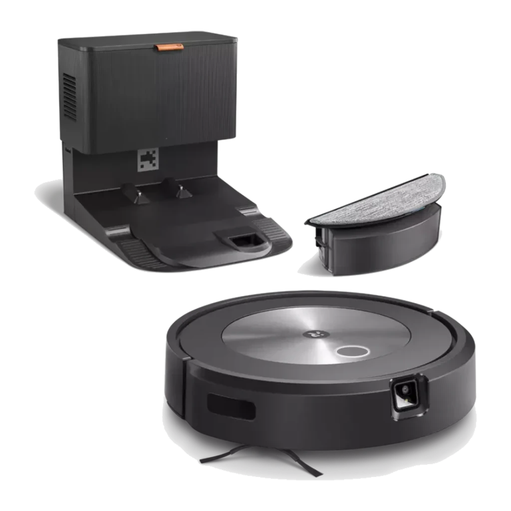 Robot aspirador iRobot Roomba Combo j5 Antracite vSLAM Esfregador Esvaziamento Automático, vista explodida: robô, mopa