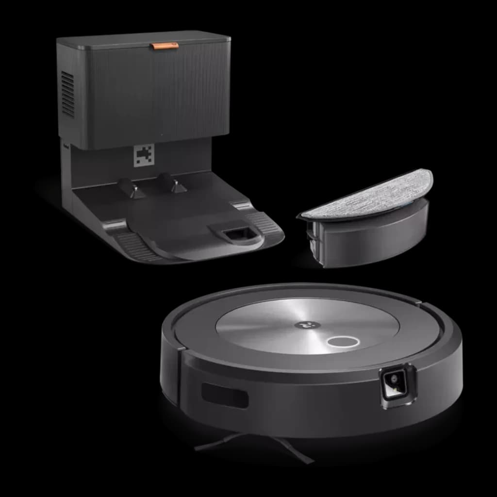 Robot aspirador iRobot Roomba Combo j5 Antracite vSLAM Esfregador Esvaziamento Automático, vista explodida: robô, mopa