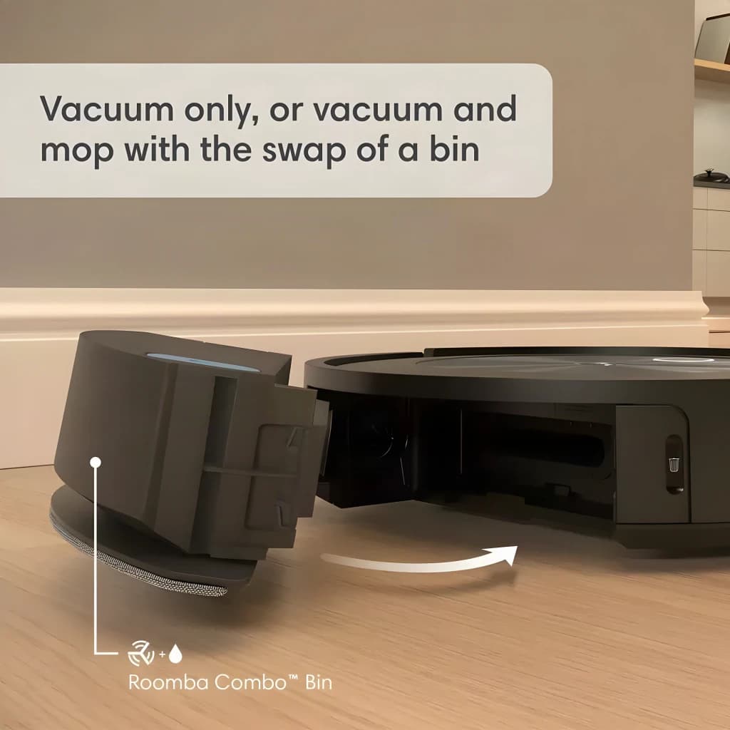 Robot aspirador iRobot Roomba Combo j5 Antracite vSLAM Esfregador Esvaziamento Automático, detalhe: depósito Roomba Combo
