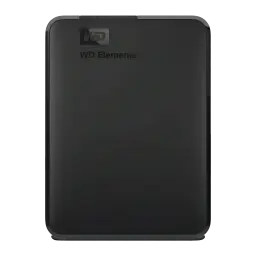 Disque dur externe WD Elements Portable 6To USB 3.2 Gen 1 Noir WDBHJS0060BBK, vue de face: boîtier noir mat avec logo WD