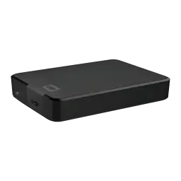 Disque dur externe WD Elements Portable 6To USB 3.2 Gen 1 Noir WDBHJS0060BBK, vue latérale: port Micro-USB et logo WD