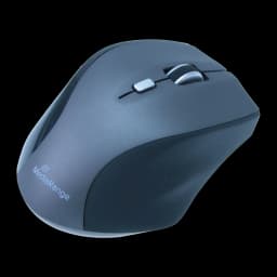 Rato MediaRange Preto/Cinzento Sem Fios Ergonómico MROS203, vista lateral: perfil ergonómico, roda prateada e botão extra