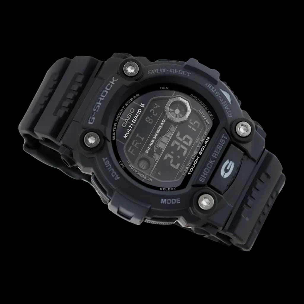 Casio G-Shock GW-7900B-1ER 20ATM Solaire Synchronisation Radio, détail: cadran digital Multi Band 6, boîtier et bracelet