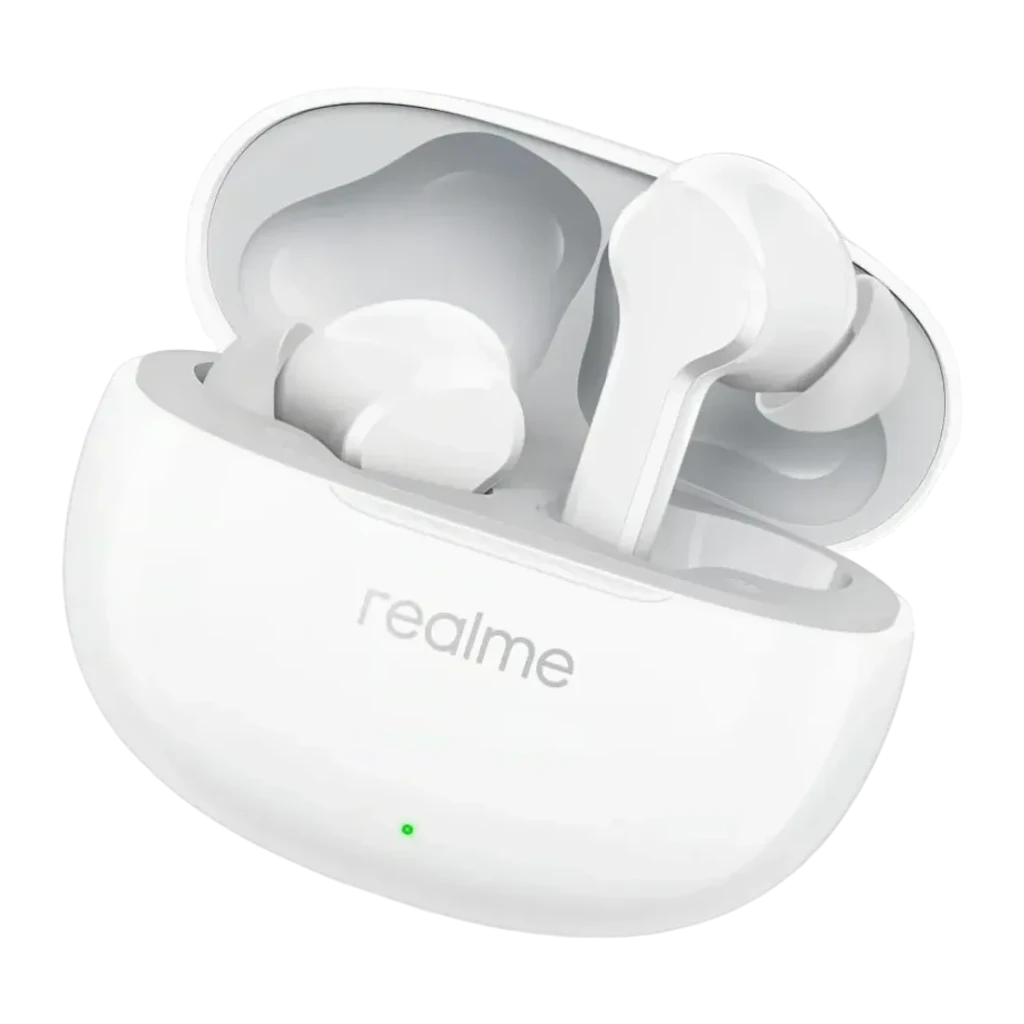 Auriculares Realme Buds T110 In-Ear TWS Bluetooth 5.4 38h con estuche IPX5, vista frontal: estuche abierto con ambos