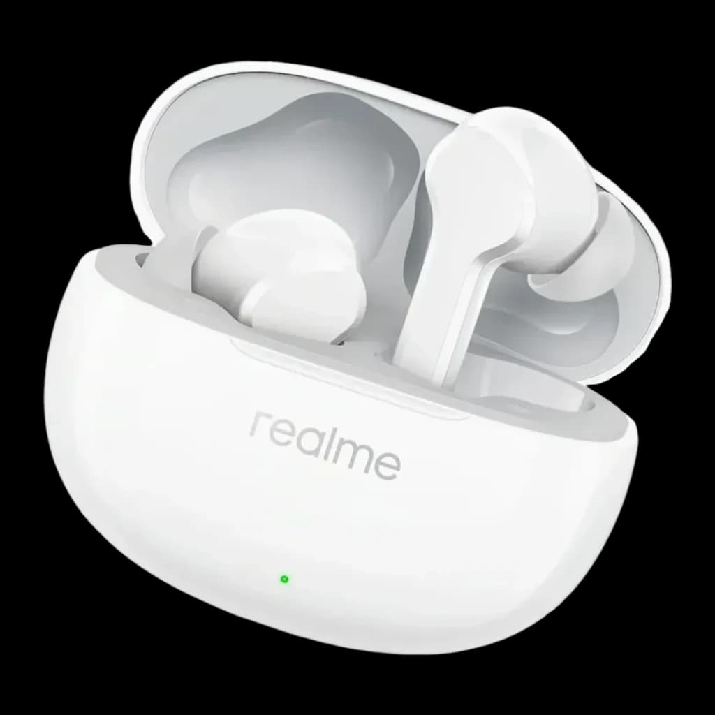 Auriculares Realme Buds T110 In-Ear TWS Bluetooth 5.4 38h con estuche IPX5, vista frontal: estuche abierto con ambos