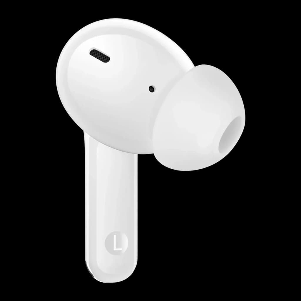 Auriculares Realme Buds T110 In-Ear TWS Bluetooth 5.4 38h con estuche IPX5, detalle: auricular izquierdo blanco